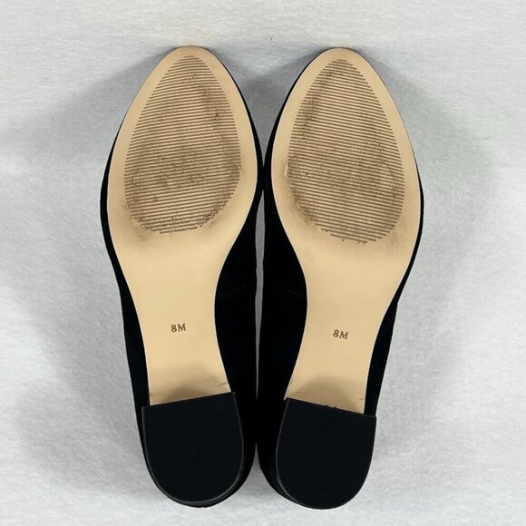 Talbots Isa Block Heel Suede Pumps Classic Minimalist Old Money Preppy Black 8M - Picture 6 of 7